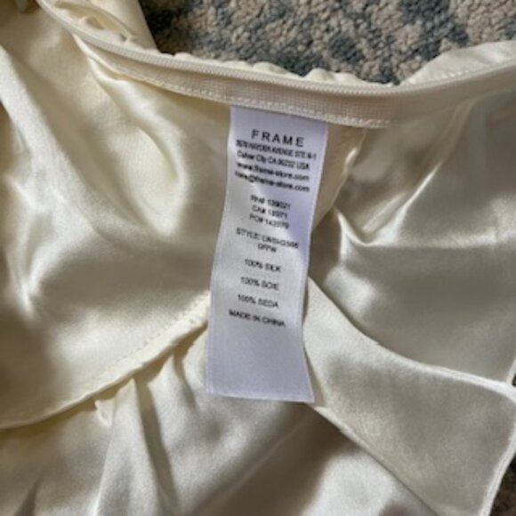 🧡3/15 FRAME Cream/Ivory Short Flutter Sleeve Silk Blouse Top Women's XS/TP - Picture 5 of 10
